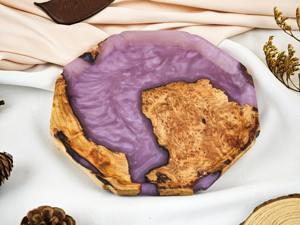 Plateau de service en bois de résine, plateau à charcuterie, plateau de service rond et plateau de service en bois, plateau à fromage, cadeau de nouvelle maison - Product Image 5