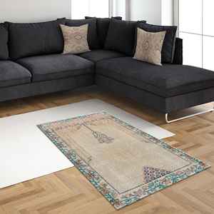 Tapis au design vintage, motif floral, tapis imprimé, tapis à poils doux - Product Image 3