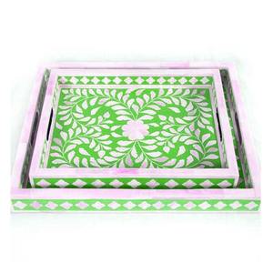 Nueva Bandeja de Madera de Diseño Moderno con Incrustaciones de Madreperla para Servir Alimentos, Decorativa para el Hogar, Bandeja para Servir en Ramadán - Product Image 1