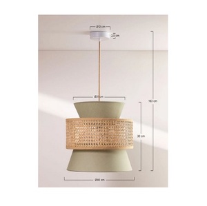 Lámpara Colgante LED de Ratán Tejido a Mano con Hierro, Diseño Nuevo y en Oferta, con Luz Blanca Cálida de 2700K para Uso en Hoteles y Residencias - Product Image 1