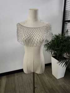 Elegante capa burlesca con hebras de cuentas lentejuelas hermosa silueta recta sujeta el cuello envoltura festiva para ocasiones de Club - Product Image 5