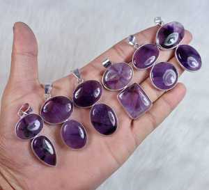 Nueva llegada púrpura Trapiche amatista bisel ajuste sólido 925 plata esterlina plateado colgante para mujer joyería fina hecha a mano - Product Image 2