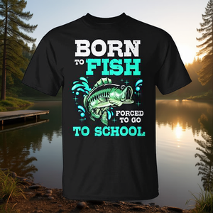 T-shirt de pêche au bar « Born To Fish Forced To Go To School » - Product Image 3