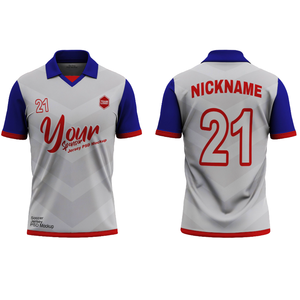 Prix pas cher Cricket Team Shirt manches courtes hommes impression numérique col tricoté Sublimation impression - Product Image 3