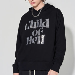 Sweats à capuche thermiques surdimensionnés en coton imprimé vierge épais avec logo personnalisé Sweats à capuche pour hommes grande taille avec strass - Product Image 3