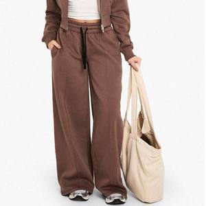 Pantalon en molleton de coton pour femme, couleur unie, taille longue, cordon de serrage, écologique, séchage rapide, respirant, personnalisable - Product Image 3