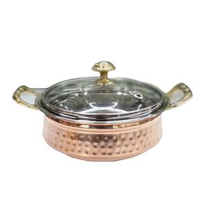 Olla de Cobre Martillada con Tapa Transparente, Perfecta para Cocinar a Diario, Uso Doméstico, Servir Comida Caliente y como Opción de Regalo, de la India - Product Image 1