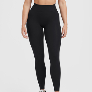 Mallas de Fitness de cadera de melocotón de cintura alta personalizadas para mujer para Yoga gimnasio levantamiento de glúteos secado rápido transpirable 220g tela patrón sólido - Product Image 1