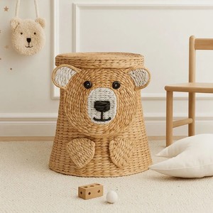 Cesta de Almacenamiento de Jacinto de Agua Tejida Natural, Cesta de Juguetes Hecha a Mano para Niños, Precio Económico - Product Image 4