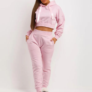 Best Fashion OEM Women's <b>Crop</b> <b>Top</b> Sets High Quality Custom Logo Design Streetwear Hooded Long <b>Tops</b> Tracksuits Rhinestone Winter - Product Image 3