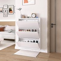 Meuble à chaussures métallique durable à 3 niveaux, ultra-plat, en acier, organisateur de chaussures, gain de place, pliable, mobilier moderne pour la maison, salon