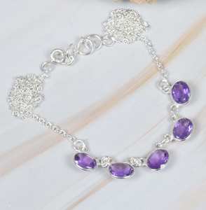 Handcrafted Modern Collection Natural Purple Amethyst Oval Faceted Cut Gemstone <b>Solid</b> 925 Sterling <b>Silver</b> Women's Wedding Gift - Product Image 3