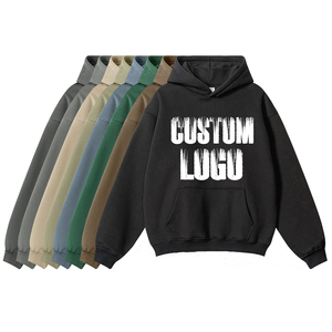 100% coton solide pull à capuche pour hommes épais polaire poids lourd surdimensionné impression personnalisée Logo hommes sweats à capuche & sweat-shirts - Product Image 1