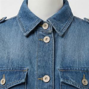 Chaqueta Vaquera de Mezclilla Personalizada de Primera Calidad, Color Personalizado, para Mujer, Abrigo Largo de Tela de Algodón, con Botones, Sólido, Invierno, Talla Grande, Procesamiento en Crudo, Lavado - Product Image 4