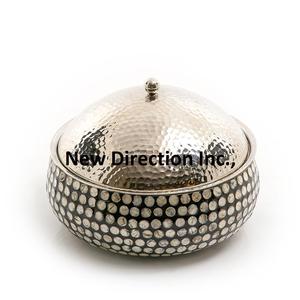 La plus grande vente de casseroles à double paroi avec finition personnalisée marmite de serveur marmite décorative en acier inoxydable avec incrustation d'os en bois - Product Image 5