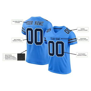 Maillot de football américain personnalisé par sublimation, respirant, léger, anti-humidité, séchage rapide, unisexe adulte, OEM - Product Image 1