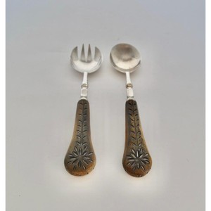 Precio al por mayor, servidor de ensalada de madera y Metal, ensalada para utensilios de cocina, vajilla, herramienta para ensalada, cubiertos de madera, cuchara, tenedor, Juego - Product Image 3
