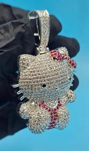 จี้เพชรโมอิสซาไนต์ VVS สุดฮิต สไตล์ฮิปฮอป ลายเฮลโลคิตตี้ ประดับเพชรเต็มวง ดีไซน์ฮิปฮอปสำหรับผู้หญิง ราคาประหยัด - Product Image 2