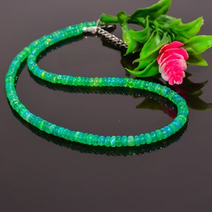 Collier d'opale éthiopienne de feu vert naturel, collier d'opale de perles, bijoux d'opale de feu, collier délicat, cadeau de collier pour elle - Product Image 3