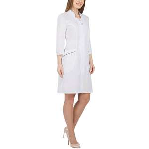 Blouse de laboratoire structurée à manches longues pour infirmière, pour médecin, unisexe, fermeture sécurisée à l'avant, polyester/coton blanc, usage hospitalier - Product Image 6