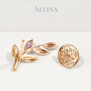 Boucles d'oreilles feuille d'olivier amoureux de la nature or rose 9 carats véritables pierres précieuses choix de bijoux ajoutant grâce et beauté aux styles quotidiens - Product Image 1