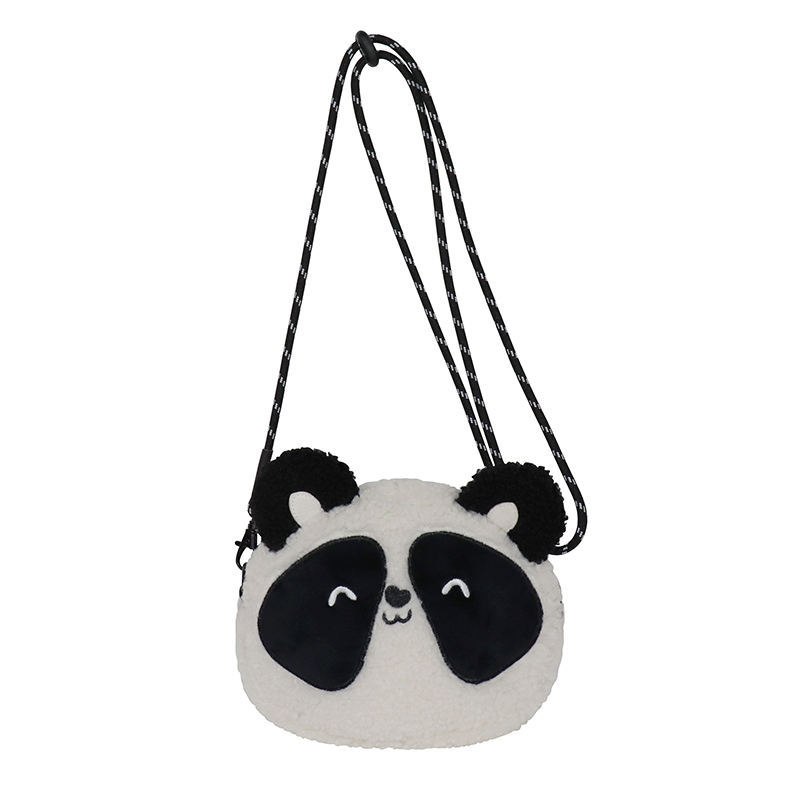 Stylish 2-in-1 Baby Cartoon Plush Tote Bag Fashionable Panda Design Zipper Closure Lady Handbag for Casual Travel Everyday Use