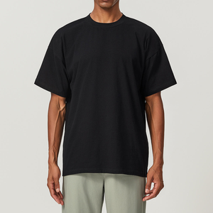 Camiseta de verano para hombre de manga corta con cuello redondo para hombre, algodón 95% Spandex 5% Camiseta holgada para hombre - Product Image 1