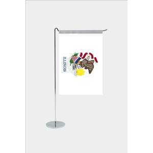 Drapeau de l'État de l'Illinois en forme de L pour bureau, imprimé numériquement, avec mât en aluminium - Product Image 1