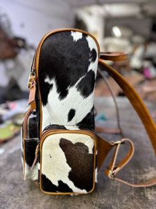 Sac à dos en cuir de fourrure de vachette multi-poches à glissière sac à dos élégant nouveau Design sacs d'école unisexe multi-usages sacs articles en gros - Product Image 3