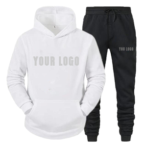 Sweat-shirt à capuche et pantalon de survêtement unisexe en coton épais 100% avec poches brodées en tissu polaire avec logo personnalisé - Product Image 4