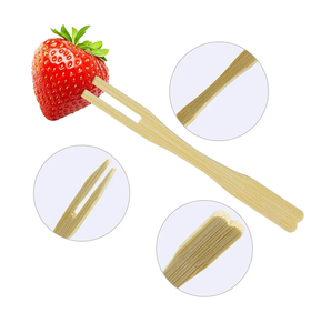 Bâton jetable Mini fruits nourriture salade fourchette pour enfants deux broches bambou mélange personnalisé Logo et personnaliser la conception - Product Image 6