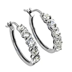 Pendientes de Aro de Plata 925 con Circonita Cúbica para Uso Diario de Mujeres - Product Image 2