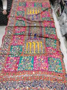 Ssumaira Collection Screen Printing <b>Mirror</b> Dupatta Fabric Pure Silk Dori Embroidery& <b>Mirrors</b> Work - Product Image 2