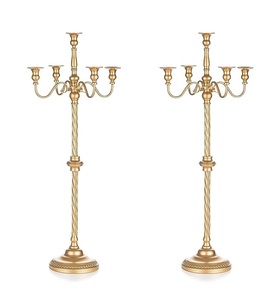Ensemble de 2 chandeliers en métal à 5 bras, finition dorée, chandelier de sol pour mariage, événement, décoration de fête, artisanat - Product Image 2