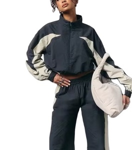 Ensembles de survêtement de sport pour femmes personnalisés, ensembles de jogging avec fermeture éclair, pantalons de jogging d'entraînement, coupe-vent en nylon, ensembles de survêtement - Product Image 5