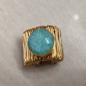 Bague en laiton de pierre naturelle bleu ciel réglable à la main pour produit en vrac pour hommes et femmes - Product Image 1