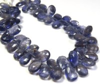 Perles de pierres précieuses en Iolite bleue, forme poire, 8-10 mm, qualité supérieure, naturelles, facettées, translucides, brin de 7 pouces, 90 carats, prix d'usine