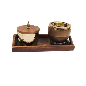 Customized Gold Plated Metal Incense Burner Wooden Top Latest Design Bakhoor Holder for Religious Use Oud Dispenser Diffuser - Product Image 4