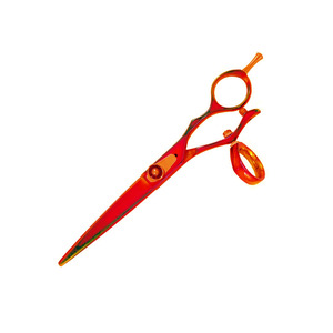 Tijeras para el cuidado de mascotas recubiertas de Color rojo al por mayor rectas 6,5 pulgadas con anillo ajustable herramienta de belleza - Product Image 2