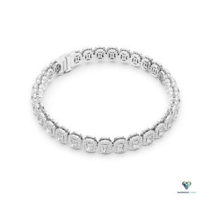 7.04 CT White <b>Gold</b> Radiant Cut Lab Grown Diamond Halo Link Bracelet in 14K <b>Solid</b> <b>Gold</b> - Product Image 2