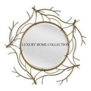 Cadre de miroir mural en métal antique unique fabriqué à la main avec de délicates sculptures florales pour une touche intérieure sophistiquée - Product Image 5