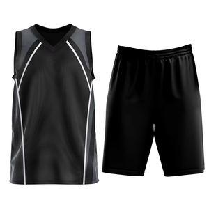 Conjunto de Camiseta de Baloncesto sin Mangas con Cuello en V para Hombre, Color Negro, Pantalones Cortos Deportivos con Cintura Elástica de Poliéster que Absorben la Humedad, Ropa Deportiva para Todas las Temporadas - Product Image 1