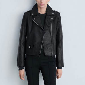 Veste de Moto en cuir noir classique pour femmes Best Wear Slim Fit Faux veste de motard en cuir véritable pour femmes - Product Image 2