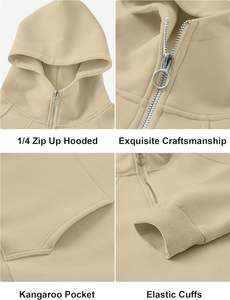 Sweats à capuche zippés pour hommes pull surdimensionné coupe ample sweat avec poche kangourou 65% coton 35% polyester - Product Image 6