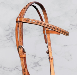 Headstall Western de qualité supérieure pour l'outillage à main d'équitation avec goujons cuir équestre tack à prix - Product Image 1