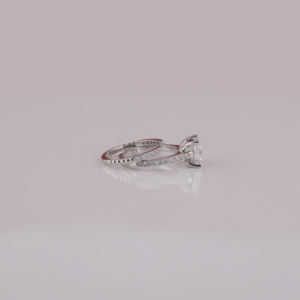 Conjunto nupcial de eternidad completa de corte de princesa clásico de plata de ley compromiso de boda IGI certificado laboratorio cultivado diamante pavimentado ajuste - Product Image 4