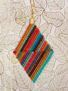 Boho Beaded Earrings with <b>Turquoise</b> Design and Cascading Fringe Glass <b>Beads</b> & Resum Unique Jewelry Gift by MS Handicraft - Product Image 3