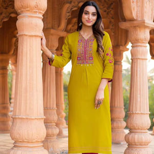 Wholesale Casual Wear Collection Handcrafted Rayon Thread <b>Kurti</b> for Indian & Pakistani Parties - Product Image 1