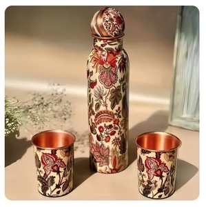 Botella de agua de cobre centrada en la salud, ecológica, estampado elegante, antibacteriano, ideal para uso diario y viajes - Product Image 3