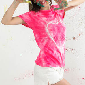 Tie Dye camiseta para mujer manga corta verano Streetwear algodón camiseta mujer algodón Tie Dye camiseta - Product Image 5